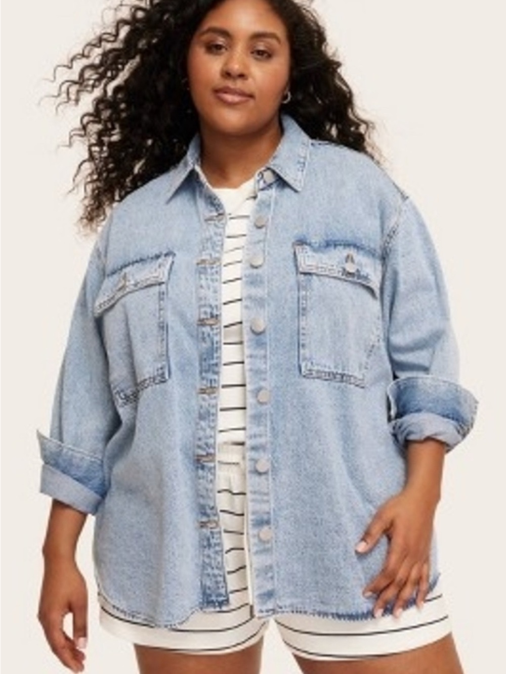 Relaxed Light Blue Denim Shirt Jacket